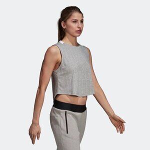 Adidas Sport‎ ID Tank Top Grey/White CZ5668 Womens Size L Athletic Crop